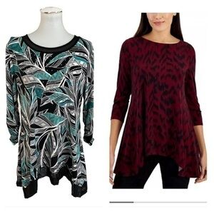 JM Collection asymmetrical hem rhinestone top